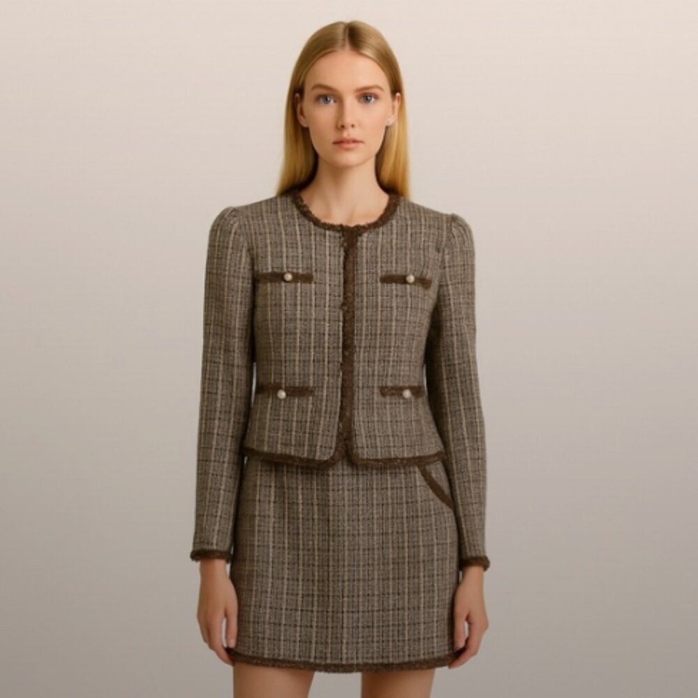 Miss Patina tweed wool skirt set jacket and skirt size S